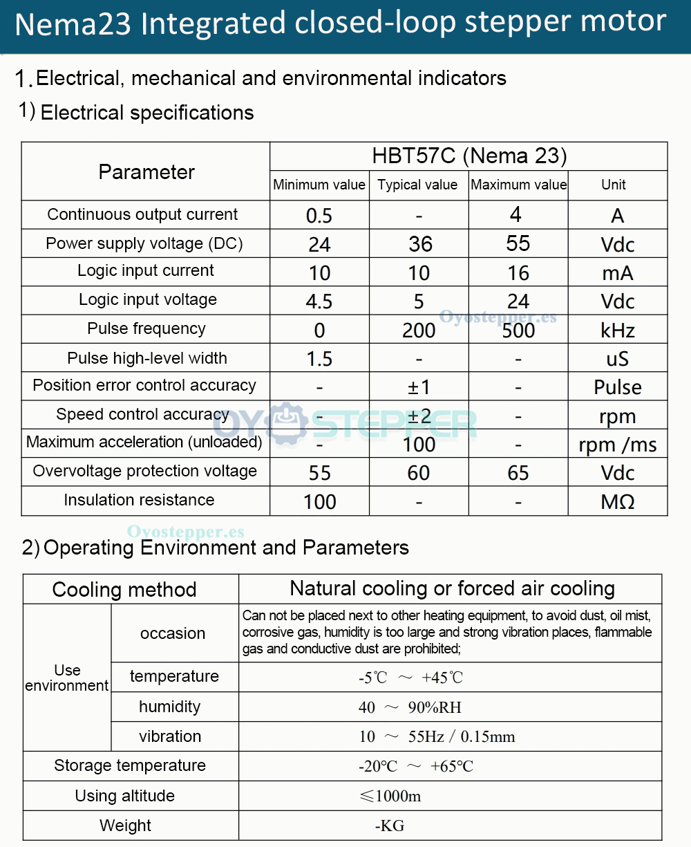 Motor Servo Paso a Paso Integrado Serie HBT57 Nema 23 Lazo Cerrado (1.2/2/3 Nm) con Controlador y Encoder 1000 Líneas Motor Servo Paso a Paso Integrado Serie HBT57 Nema 23 Lazo Cerrado (1.2/2/3 Nm) con Controlador y Encoder 1000 Líneas